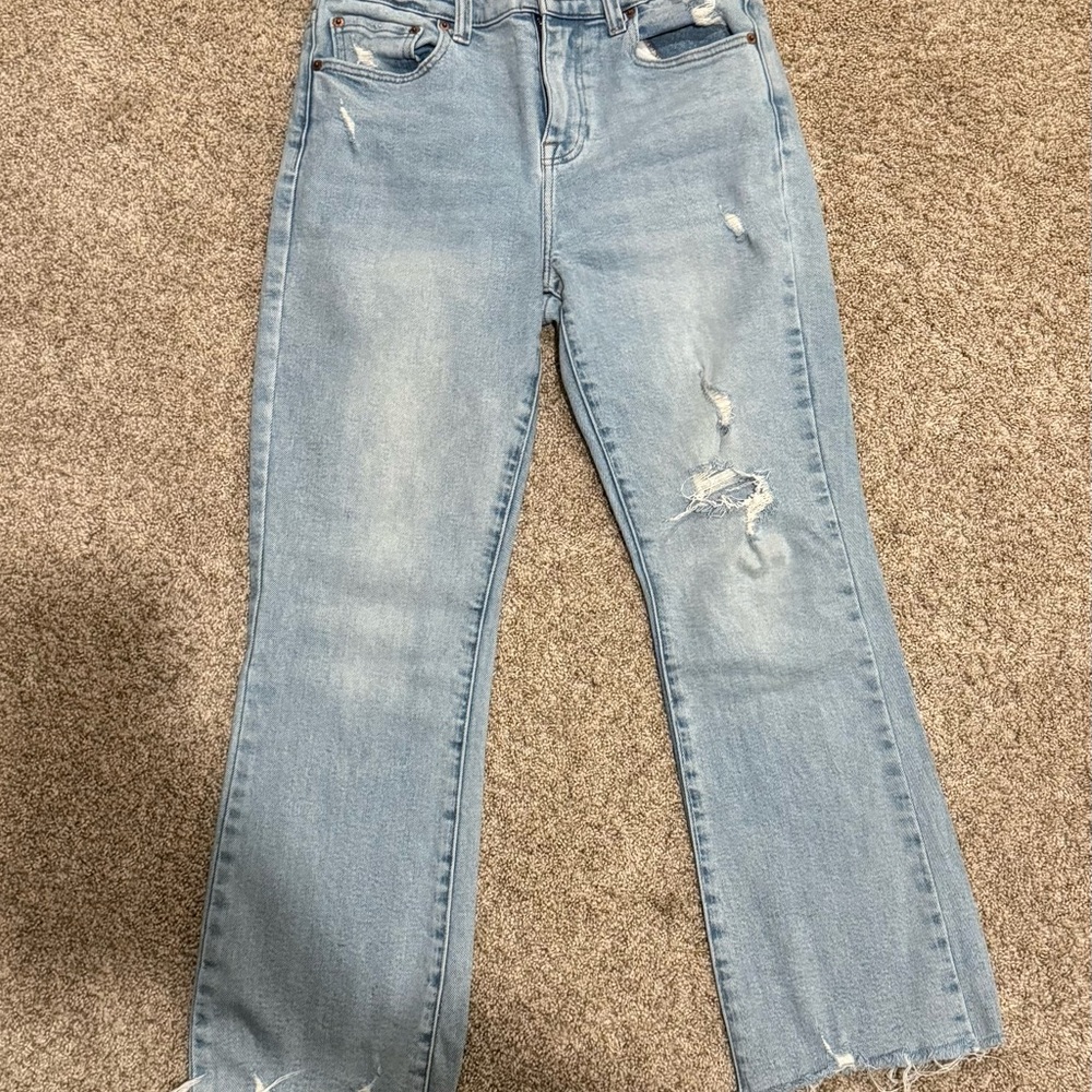 Pistola Lennon Style Light Wash Distressed Flare Jeans